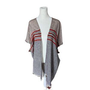 Anthropologie Subtle Luxury Framed in Fringe Kimono Embroidered